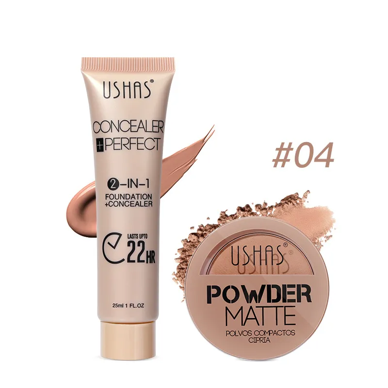 USHAS Powder + Foundation Combo Set Waterproof & Brightening Skin Tone 11 ushas powder foundation combo set waterproof non fading brightening skin tone SPU737641104634 1577