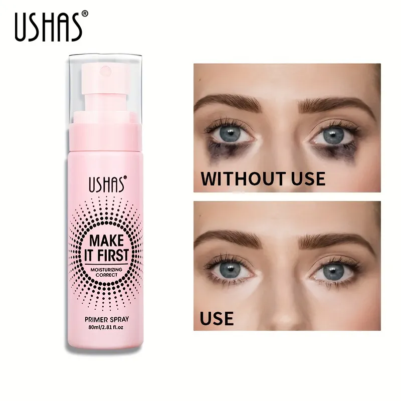 USHAS Primer Spray Toner Spray Oil Control Moisturizing Makeup Toner - Review 1 USHAS Primer Spray Toner bottle on a simple background