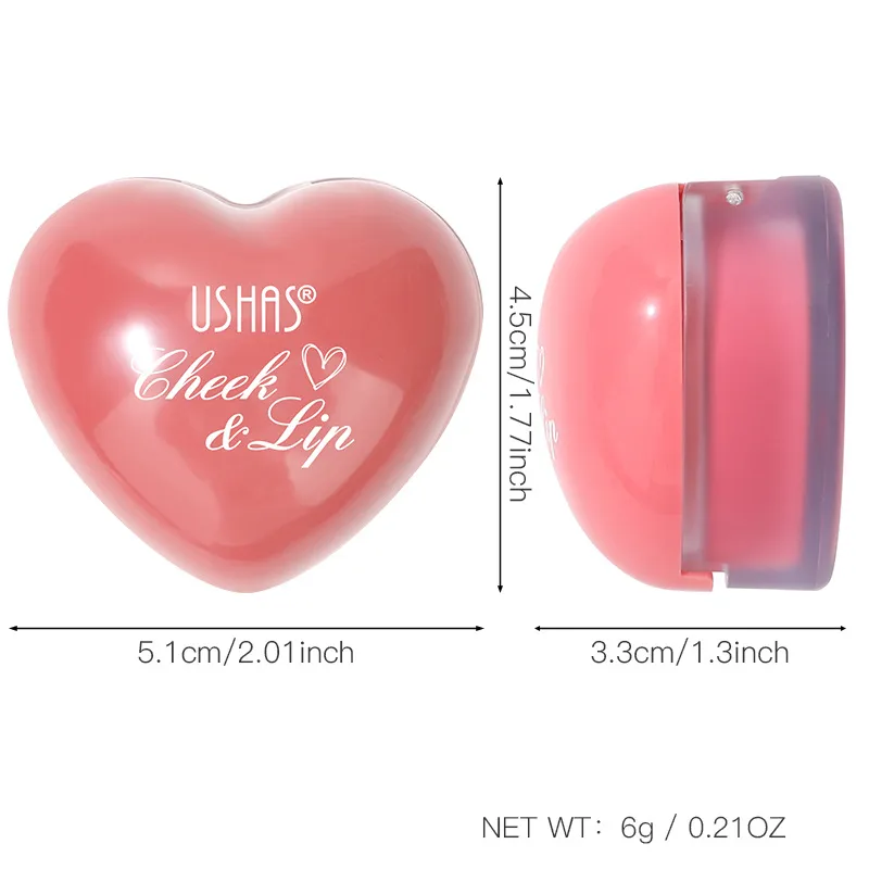 Waterproof Mousse Blush Long-Lasting Pigmented UC159 USHAS 1 ushas waterproof long lasting pigmented heart shape mousse blush uc159 SPU967080394155 10648
