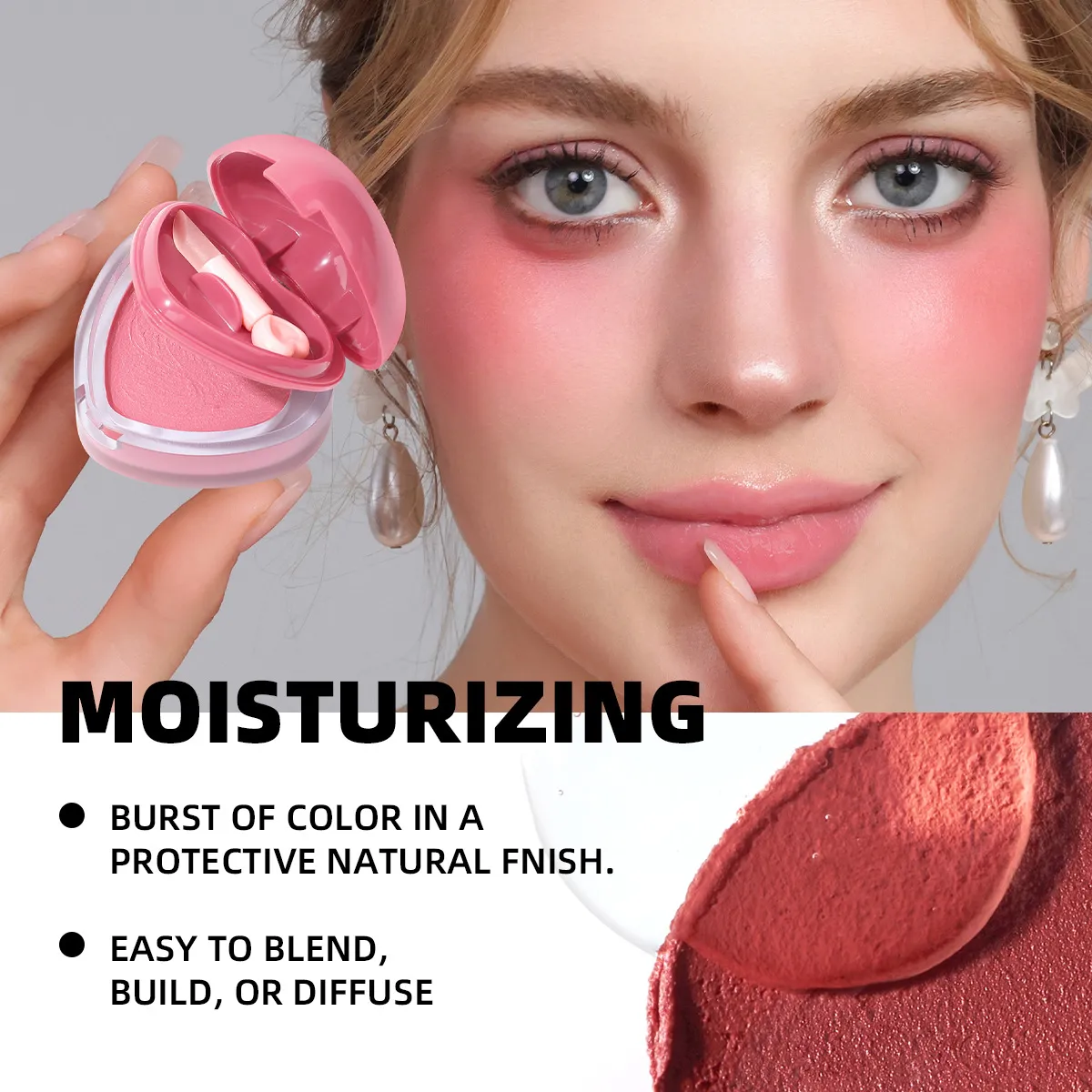 Waterproof Mousse Blush Long-Lasting Pigmented UC159 USHAS 3 ushas waterproof long lasting pigmented heart shape mousse blush uc159 SPU967080394155 10650