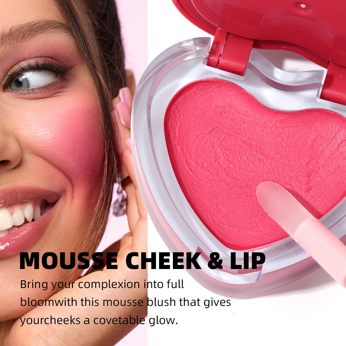 Waterproof Mousse Blush Long-Lasting Pigmented UC159 USHAS 4 ushas waterproof long lasting pigmented heart shape mousse blush uc159 SPU967080394155 10651