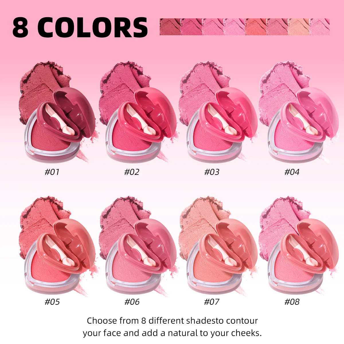 Waterproof Mousse Blush Long-Lasting Pigmented UC159 USHAS 5 ushas waterproof long lasting pigmented heart shape mousse blush uc159 SPU967080394155 10652