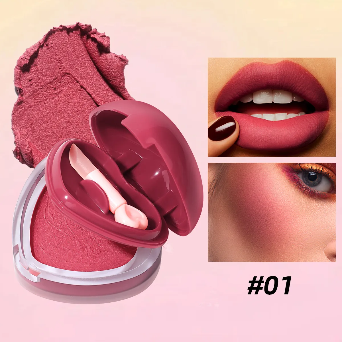 Waterproof Mousse Blush Long-Lasting Pigmented UC159 USHAS 11 ushas waterproof long lasting pigmented heart shape mousse blush uc159 SPU967080394155 10658