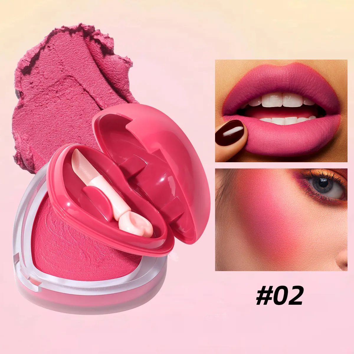 Waterproof Mousse Blush Long-Lasting Pigmented UC159 USHAS 12 ushas waterproof long lasting pigmented heart shape mousse blush uc159 SPU967080394155 10659