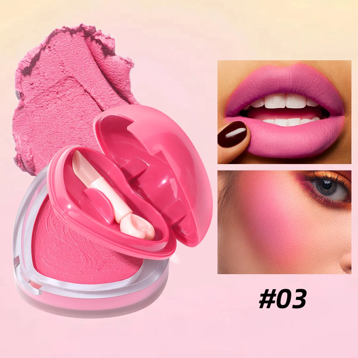 Waterproof Mousse Blush Long-Lasting Pigmented UC159 USHAS 13 ushas waterproof long lasting pigmented heart shape mousse blush uc159 SPU967080394155 10660
