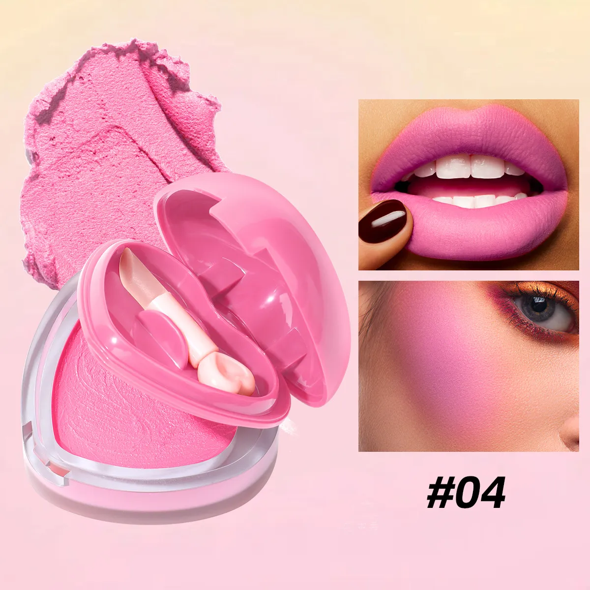 Waterproof Mousse Blush Long-Lasting Pigmented UC159 USHAS 14 ushas waterproof long lasting pigmented heart shape mousse blush uc159 SPU967080394155 10661