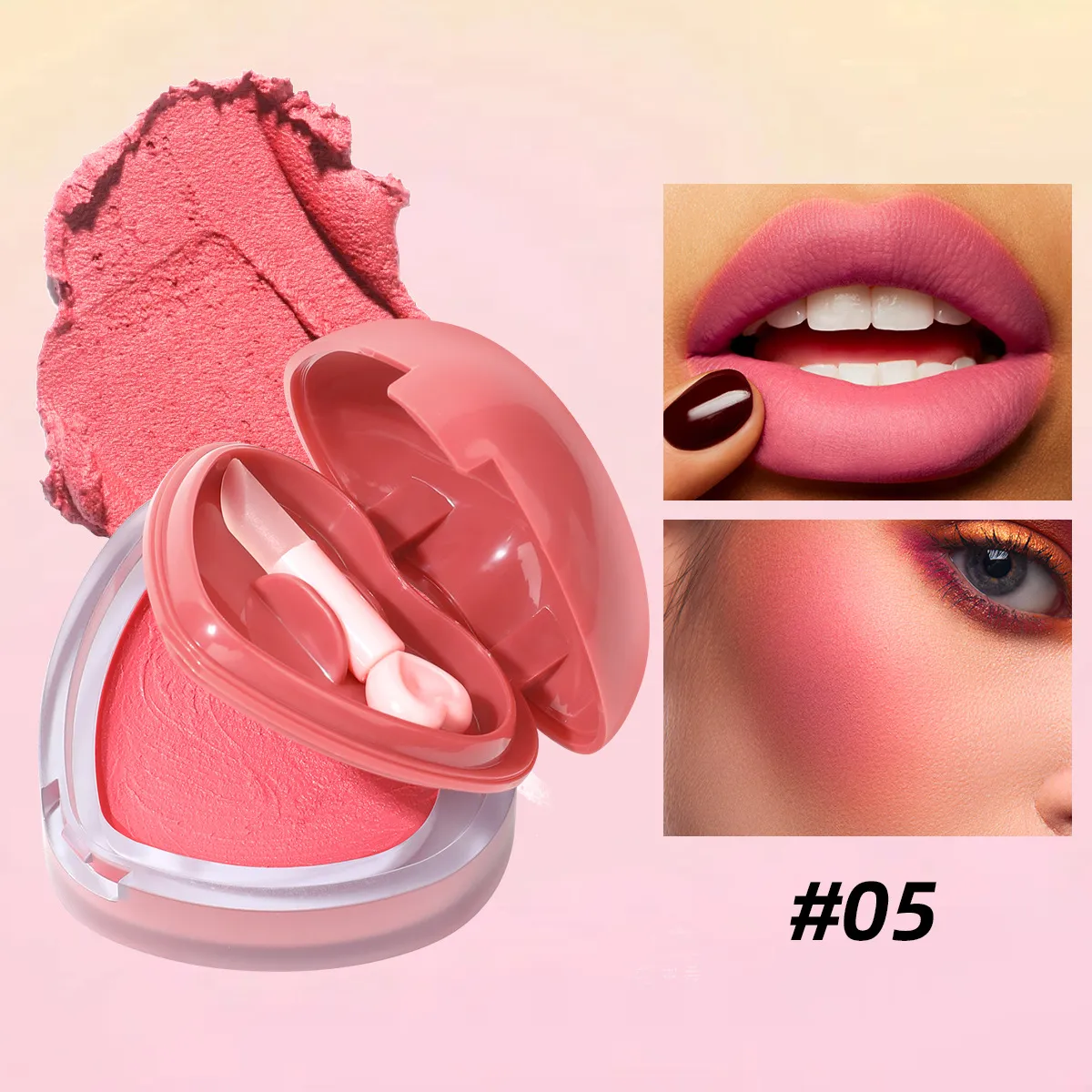 Waterproof Mousse Blush Long-Lasting Pigmented UC159 USHAS 15 ushas waterproof long lasting pigmented heart shape mousse blush uc159 SPU967080394155 10662