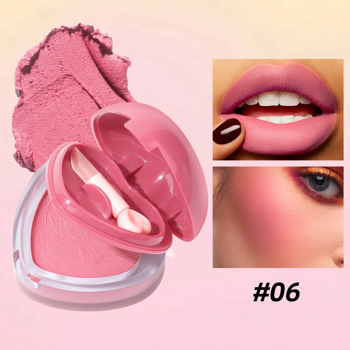 Waterproof Mousse Blush Long-Lasting Pigmented UC159 USHAS 16 ushas waterproof long lasting pigmented heart shape mousse blush uc159 SPU967080394155 10663