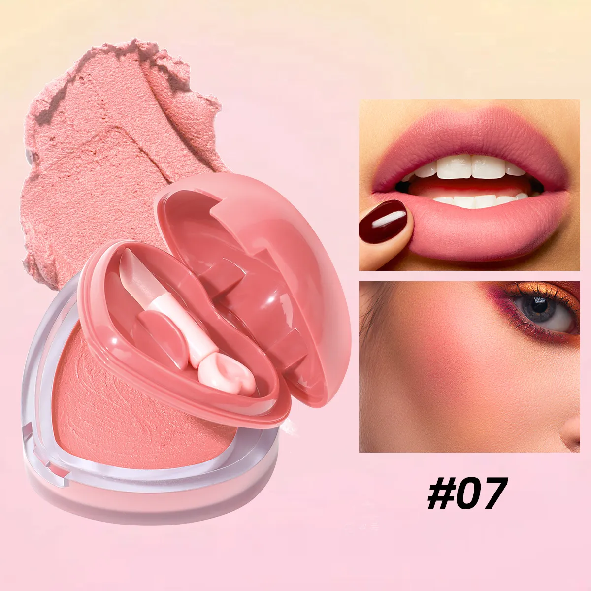 Waterproof Mousse Blush Long-Lasting Pigmented UC159 USHAS 17 ushas waterproof long lasting pigmented heart shape mousse blush uc159 SPU967080394155 10664