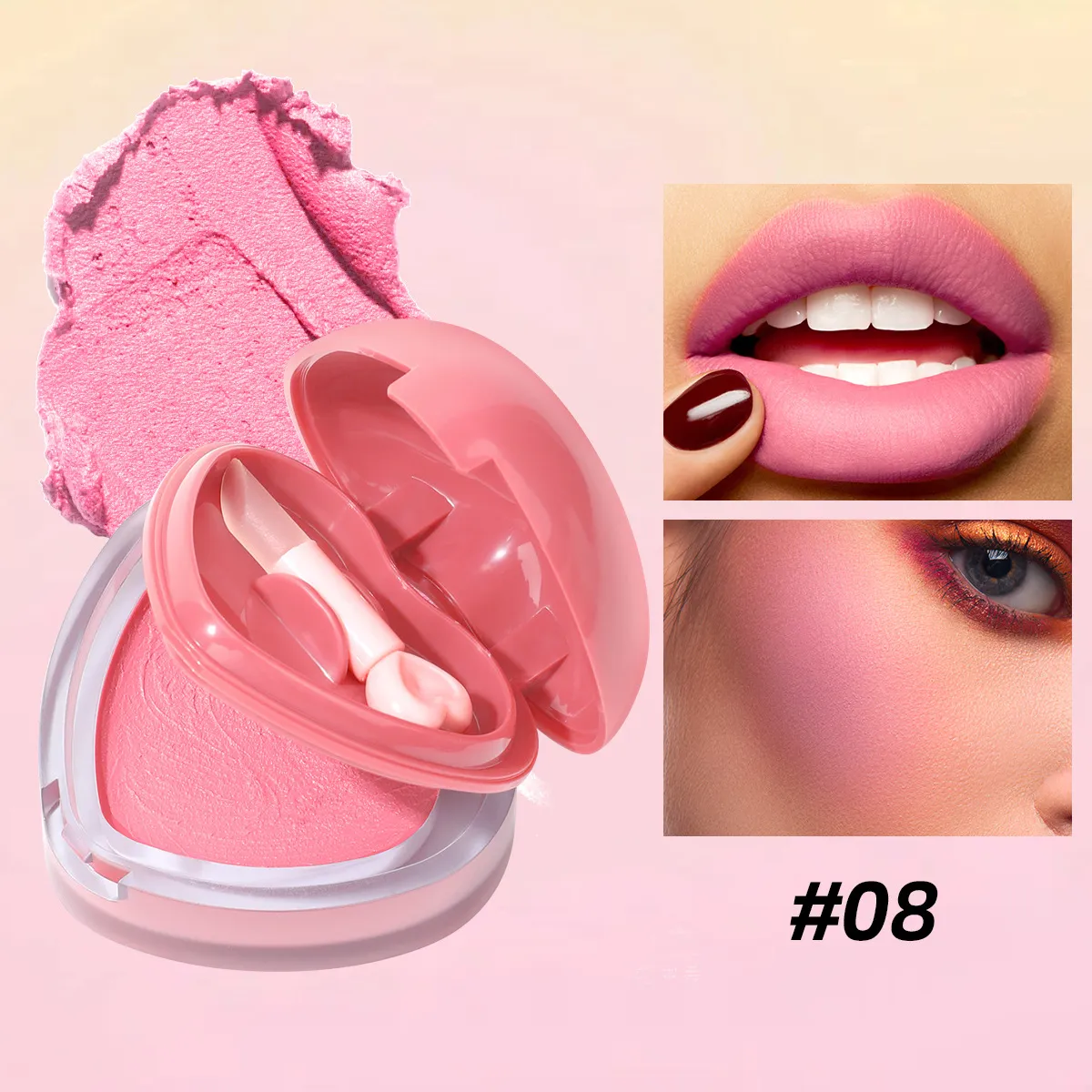 Waterproof Mousse Blush Long-Lasting Pigmented UC159 USHAS 18 ushas waterproof long lasting pigmented heart shape mousse blush uc159 SPU967080394155 10665